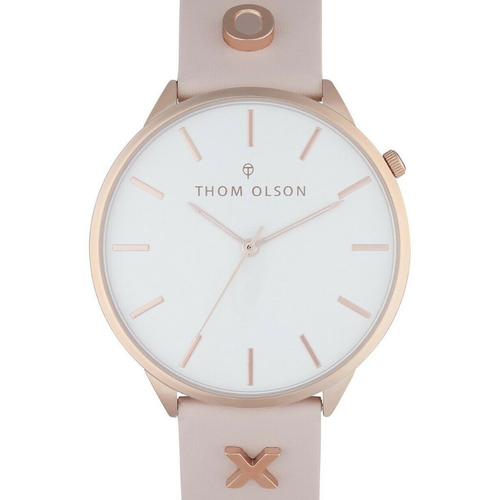 Thom Olson Women's Blush Leather Strap Watch 40mm